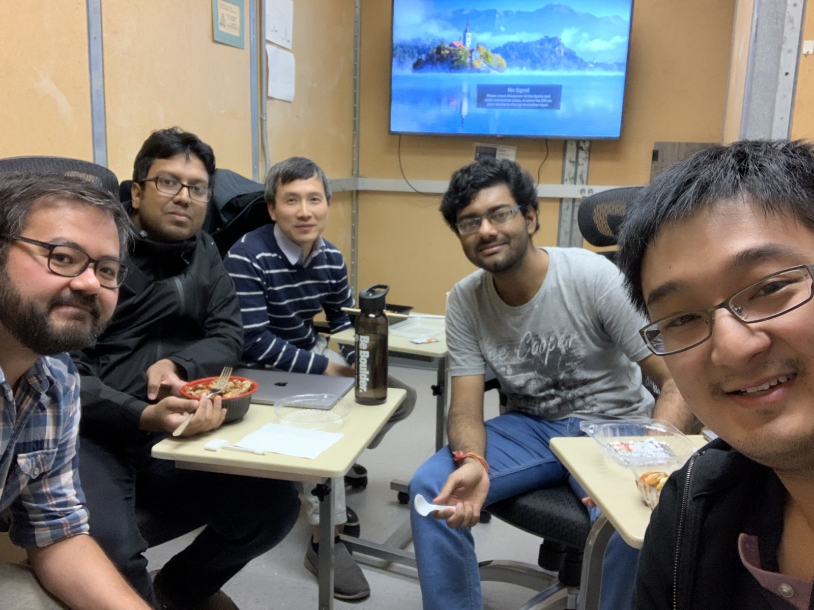 20191219 - First full group meeting in our lab - Casey, Ratul, Hanh-Phuc, Tirtho, Roger.
